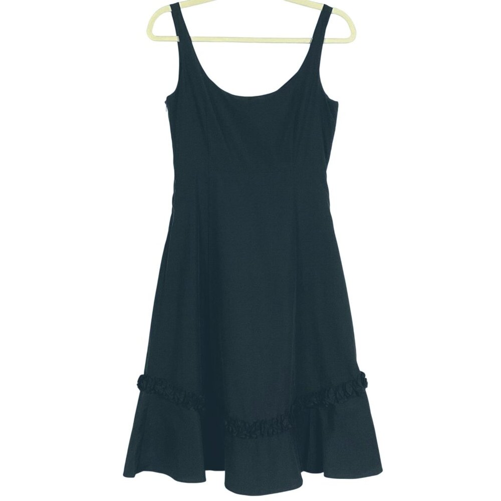 NWT Anthropologie Odille Black Silk Cotton V-Neck Sundress Size 2 A-Line Ruffled
